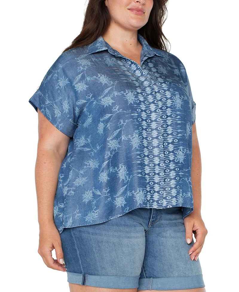 Liverpool Plus Printed High-Low Camp Shirt