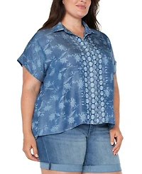 Liverpool Plus Printed High-Low Camp Shirt