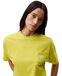 Calvin Klein Jeans Women's Monogrammed Logo Crest Boxy Cropped T-Shirt