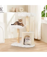 Modern Branch & Flower Cat Tree with Scratching Posts Stylish & Fun Cat Tower for Indoor Cats