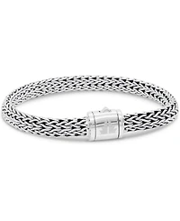 Sterling Silver Dragon Bone Oval 7mm Chain Bracelet, Large 8.0 in