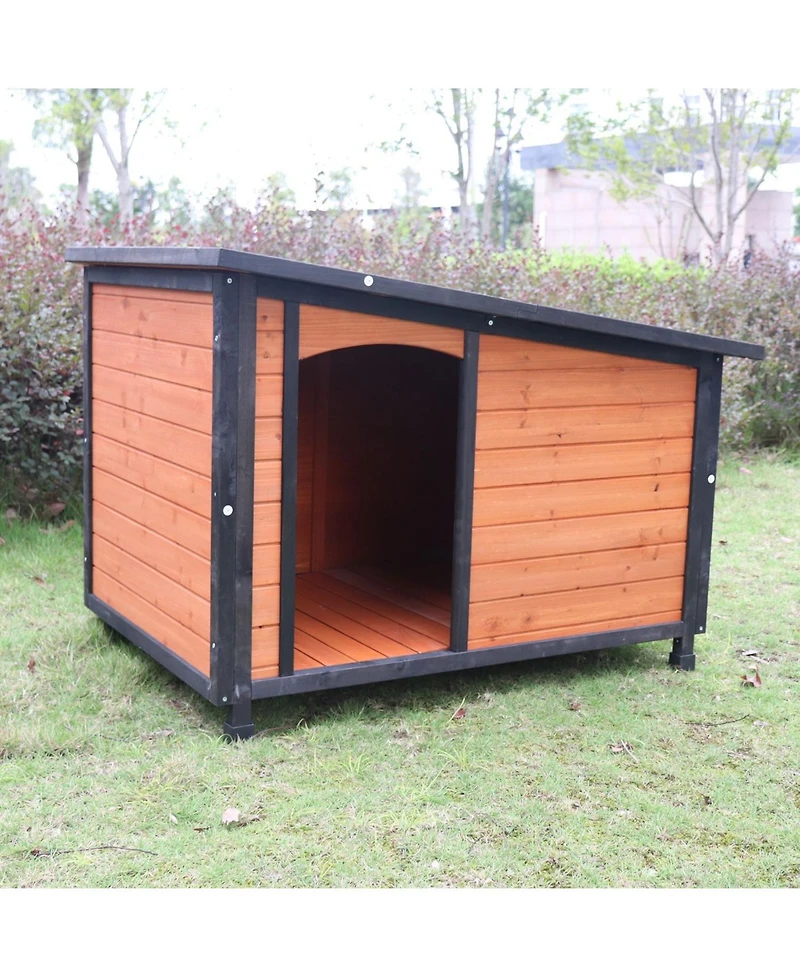Wooden Dog Kennel for Winter with Raised Feet Weatherproof for Large Dogs
