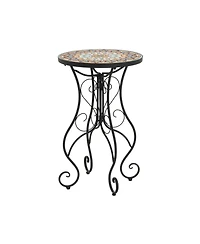 Streamdale Round Ceramic Outdoor Side Table,Colorful+Black