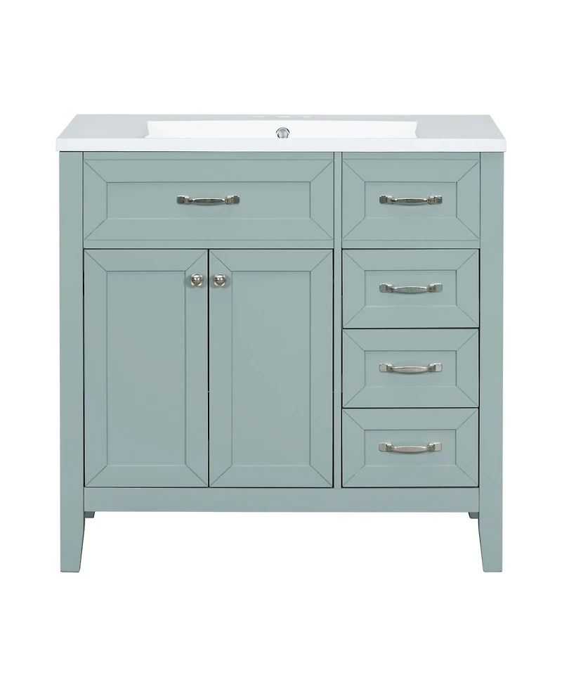 Streamdale 36" Bathroom Vanity with Sink Combo, Green Bathroom Cabinet with Drawers, Solid Frame and Mdf Board