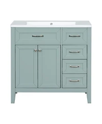Streamdale 36" Bathroom Vanity with Sink Combo, Green Bathroom Cabinet with Drawers, Solid Frame and Mdf Board