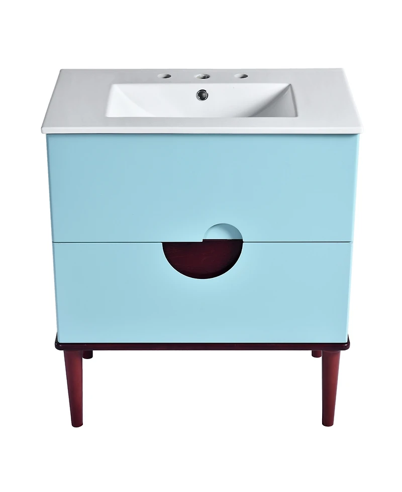 Streamdale 30" Blue Bathroom Vanity Set with Ceramic Sink and 2 Drawers