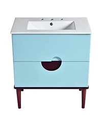 Streamdale 30" Blue Bathroom Vanity Set with Ceramic Sink and 2 Drawers