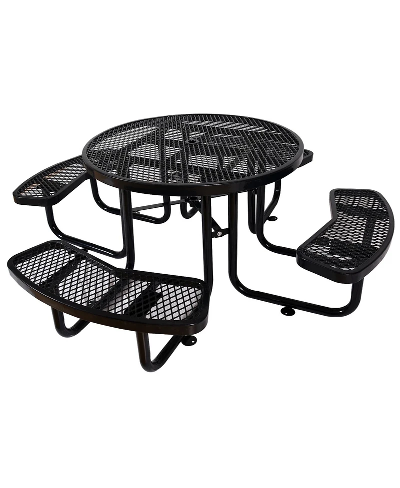 Streamdale Round Outdoor Steel Picnic Table 46" black, with umbrella pole