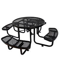 Streamdale Round Outdoor Steel Picnic Table 46" black, with umbrella pole