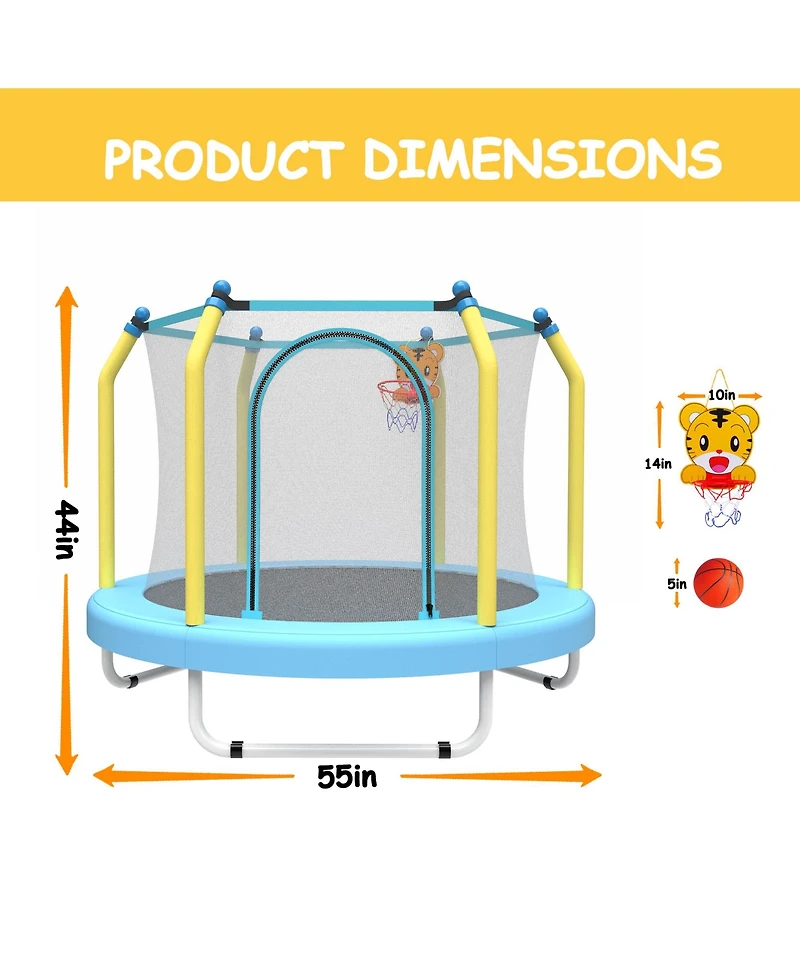 Streamdale 55-inch Trampoline for Kids Indoor & Outdoor Small Toddler Trampoline with Basketball Hoop