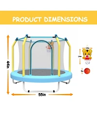 Streamdale 55-inch Trampoline for Kids Indoor & Outdoor Small Toddler Trampoline with Basketball Hoop