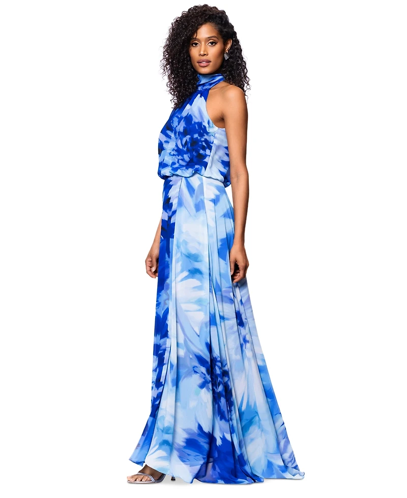 Betsy & Adam Petite Floral Print Halter Dress