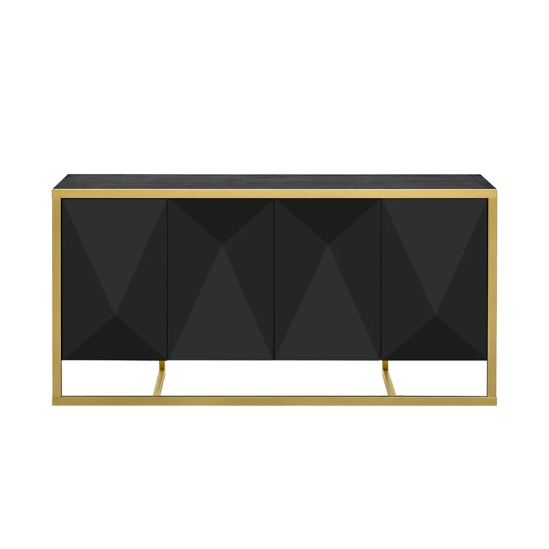 Streamdale Mahogany Veneer Modern Sideboard with Unique Metal Legs,Suitable for Study,Entryway, Hallway, Living Room