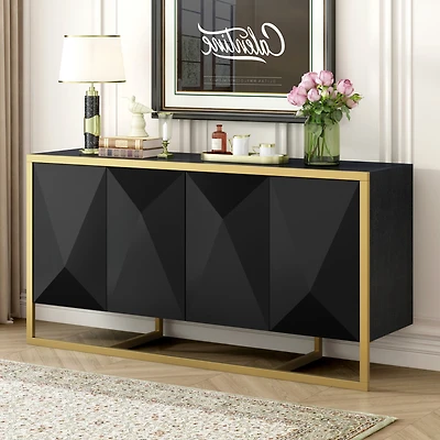 Streamdale Mahogany Veneer Modern Sideboard with Unique Metal Legs,Suitable for Study,Entryway, Hallway, Living Room