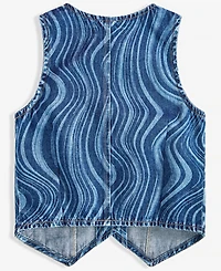 With Jules Big Girl Cotton Denim Wave Wash Vest Top