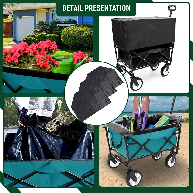 Streamdale Collapsible Multi-Use Utility Wagon with Storage Bags, Cyan