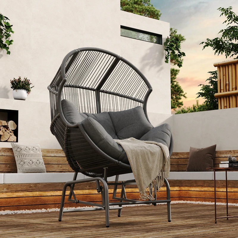 Streamdale Palos Outdoor Wicker Glider Chair - Dark Gray