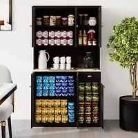 Streamdale 71" Kitchen Pantry & Microwave Stand Freestanding with 6 Doors, 1 Drawer, Adjustable Shelves
