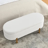 Streamdale Ottoman Oval Storage Bench,Rubber Wood Leg,Beige(46."x17.7"x10.8")