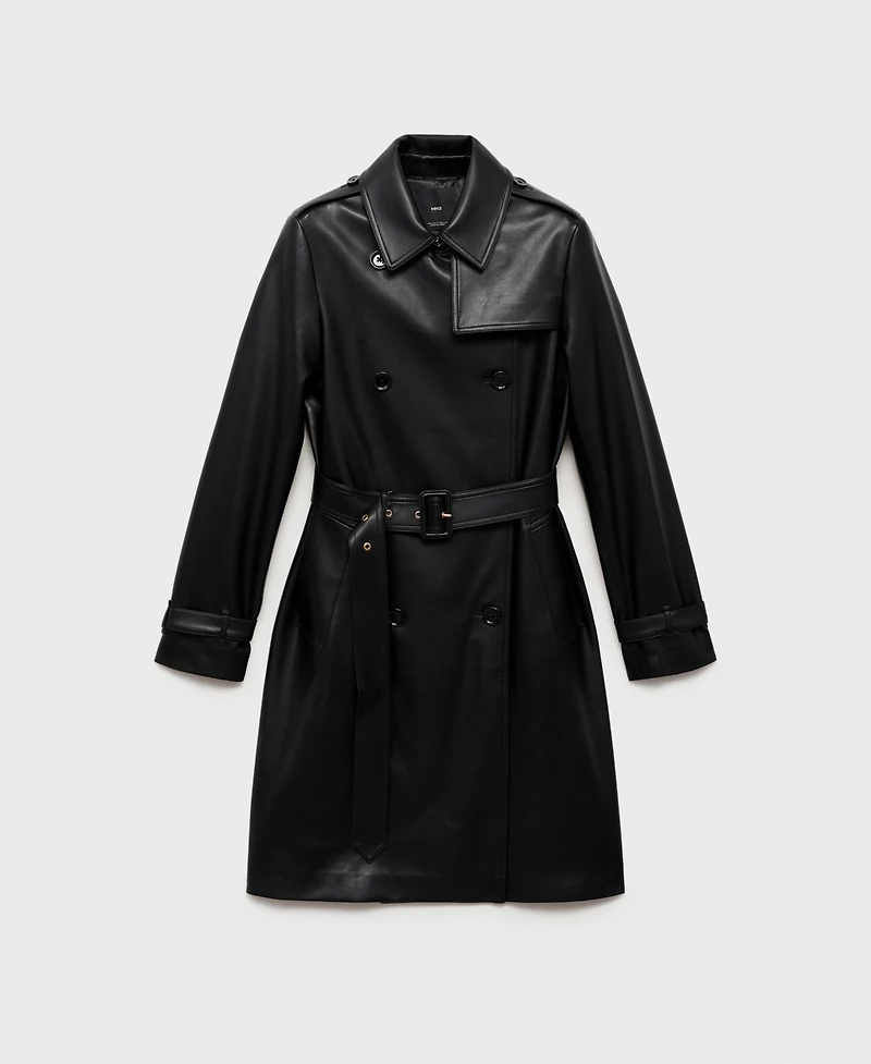 Mango Women's Leather-Effect Trench Coat