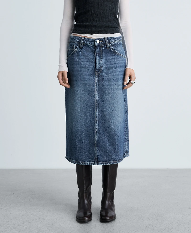 Mango Women's Denim Midi-Skirt