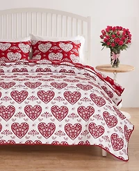 Greenland Home Fashions Lovebirds Woven Jacquard Reversible 3-Pc. Coverlet Set