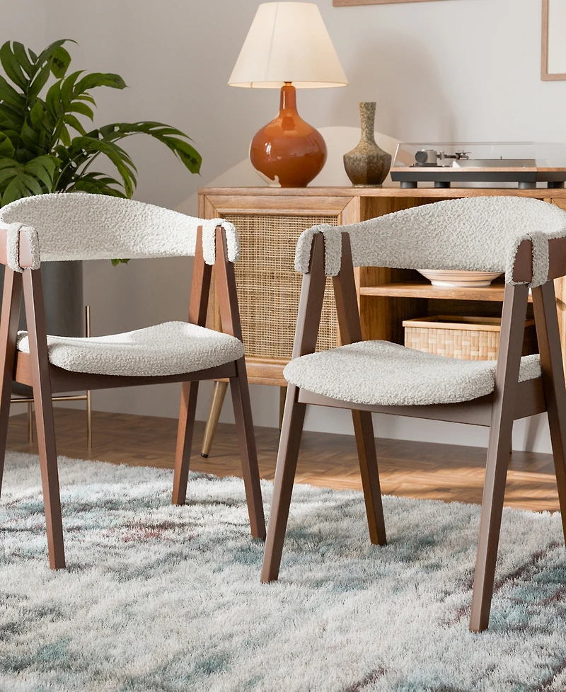 Furniture of America 2-Pc. Pearlcrest Boucle Fabric Dining Chair Set