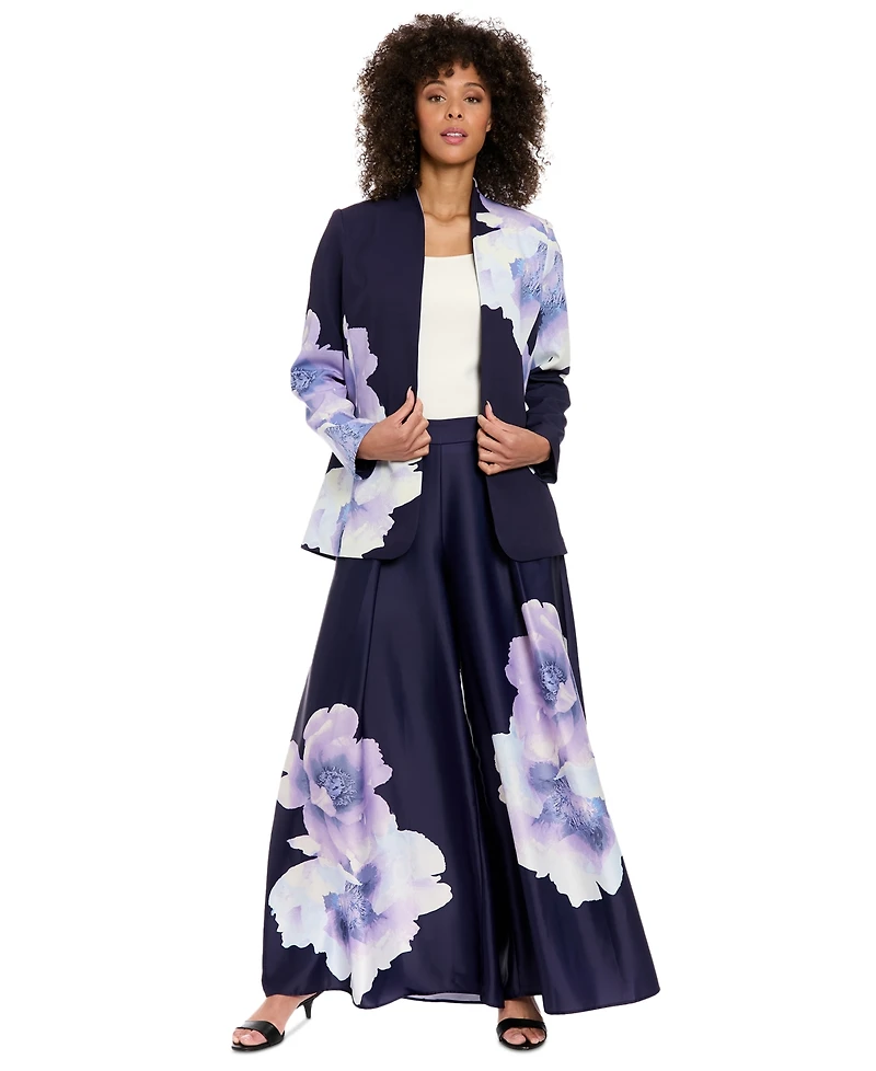 Muse Women's Floral Collarless Open-Front Jacket