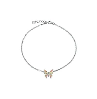 Bling Jewelry Summer Garden Opalescent Butterfly Pink Opal Anklet Ankle Bracelet Sterling Silver