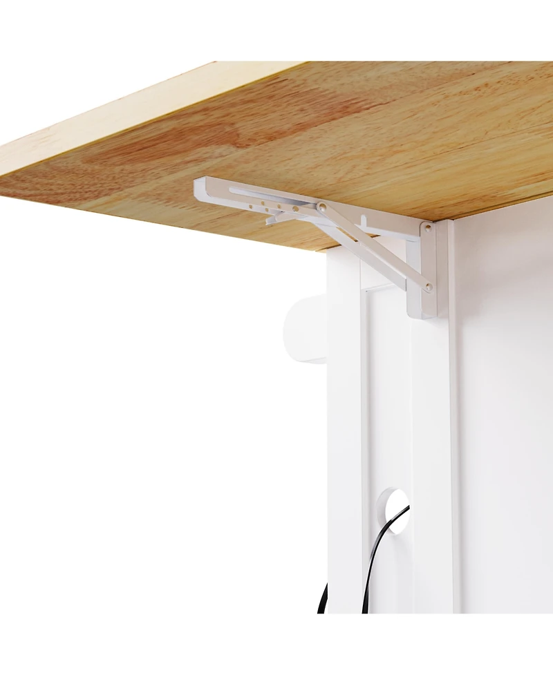 Streamdale 53" Kitchen Island with Drop Leaf, Outlets, Storage, and Side Racks