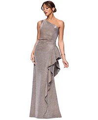 Xscape Women's Glitter Knit One-Shoulder Gown