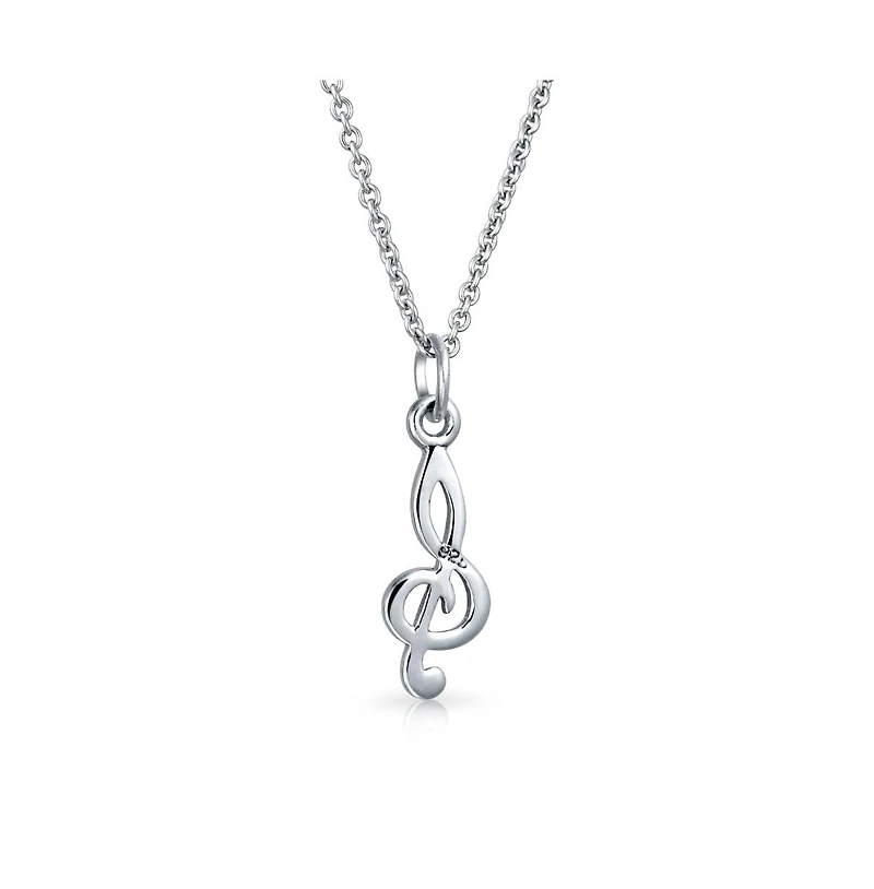 Bling Jewelry Sterling Silver Treble Clef Pendant Necklace Music Teachers and Students