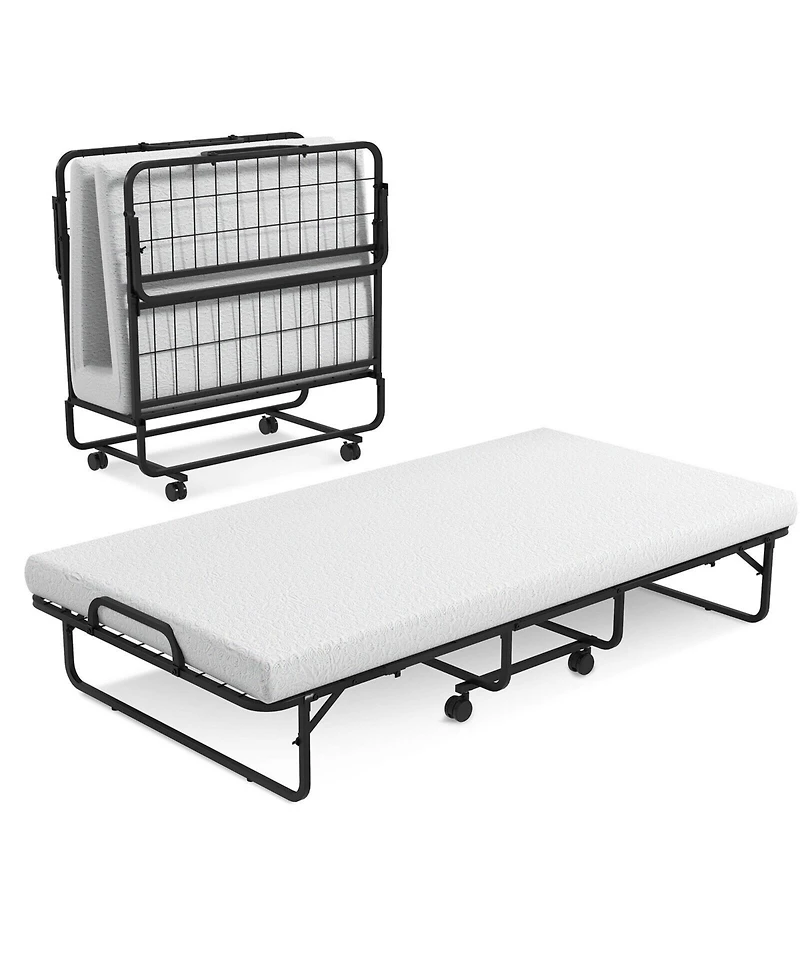 Twin Size Metal Folding Bed with Memory Foam Mattress