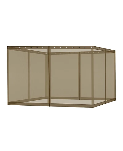 Aoodor Universal 12 x ft. Gazebo Replacement Mosquito Netting Screen 4-Panel Sidewalls with Double Zipper (Only Netting