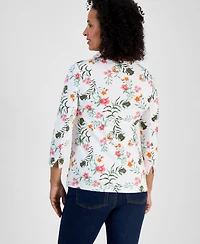 Style & Co Petite Printed Pima Cotton Knit Top, Exclusively at Macy's