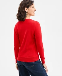 Style & Co Women's Cotton Crewneck Flag Sweater, Exclusively at Macy's