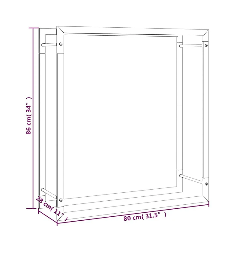 Firewood Rack Matt Black 31.5"x11"x33.9" Steel