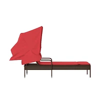 Sun Lounger with Canopy Brown Poly Rattan