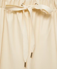 Mango Women's Wide Leg Leather-Effect Trousers