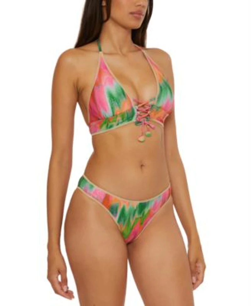 Becca Womens Mirage Metallic Bikini Top Hipster Bottoms