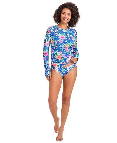 Tommy Bahama Women's Floral-Print Long-Sleeve Rash Guard