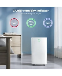 Kismile 1,500 Sq. Ft. Dehumidifier for Bathroom, Basement, Bedroom & Large Rooms, White, Auto/Manual Drain, 3 Modes, Auto Defrost, Dry Clothes, 12H Ti