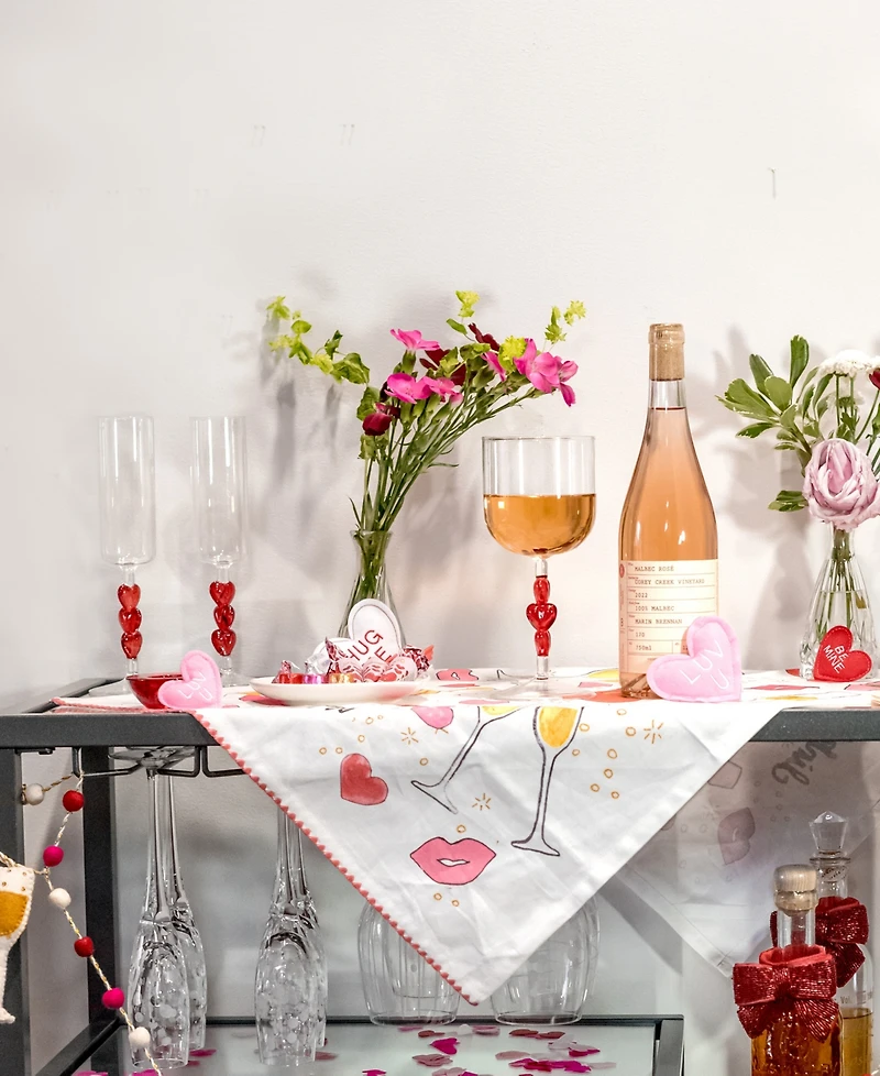 Qualia Glass Red Heart Stemmed Wine Glasses, Set of 2