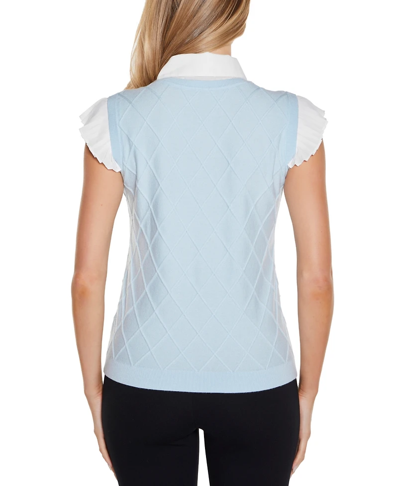 Belldini Women's Two-Fer Pullover Sweater