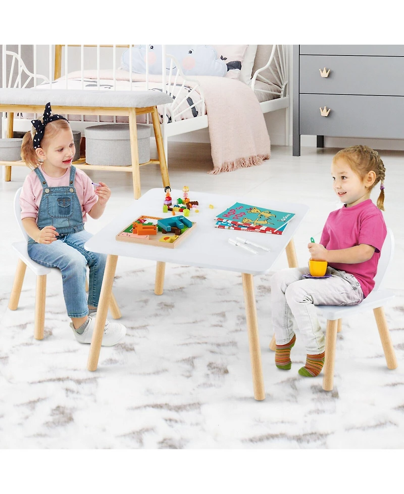 3 Pieces Kids Table and Chairs Set for Arts Crafts Snack Time