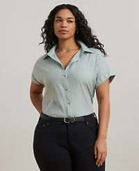 Lauren Ralph Plus Linen Dolman Sleeve Top