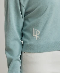 Lauren Ralph Plus Two-Tone Cotton-Blend Cardigan
