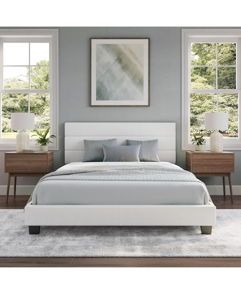 Boyd Sleep Piedmont Leatherette Upholstered Platform Bed Frame with Adjustable Headboard