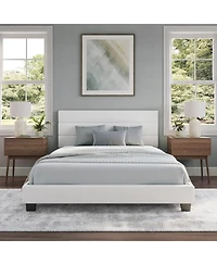 Boyd Sleep Piedmont Leatherette Upholstered Platform Bed Frame with Adjustable Headboard