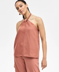 I.n.c. International Concepts Women's Linen-Blend Braided Halter Top